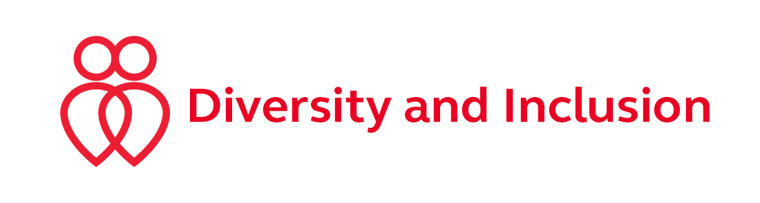 Text that says 'Diversity and Inclusion' with a graphic depicting two people