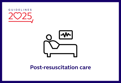 Post-resuscitation care with graphic of patient in hospital bed