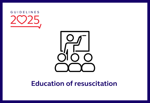 Education of resuscitation with graphic of person teaching
