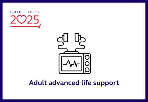 Adult advanced life support with graphic of AED