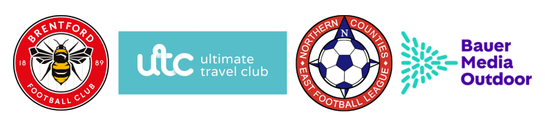 Brentford FC, UTC and NCEL and Baure Media Outdoor logos