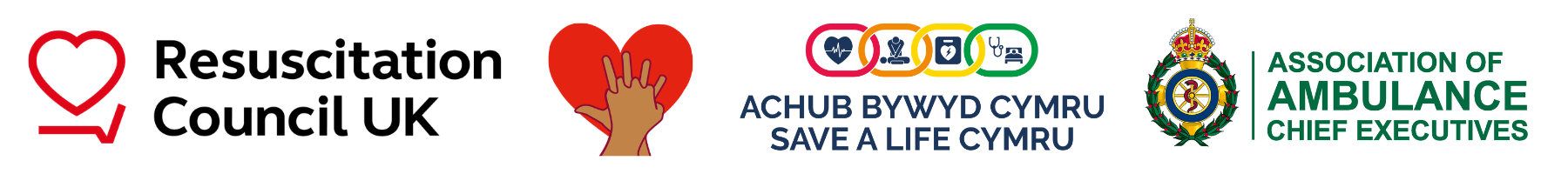 Banner including logos from Resuscitation Council UK, Save a Life Cymru, and Association of Ambulance Chief Executives