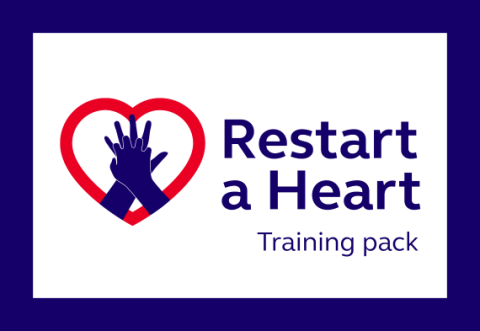 Restart a Heart logo with a dark blue border