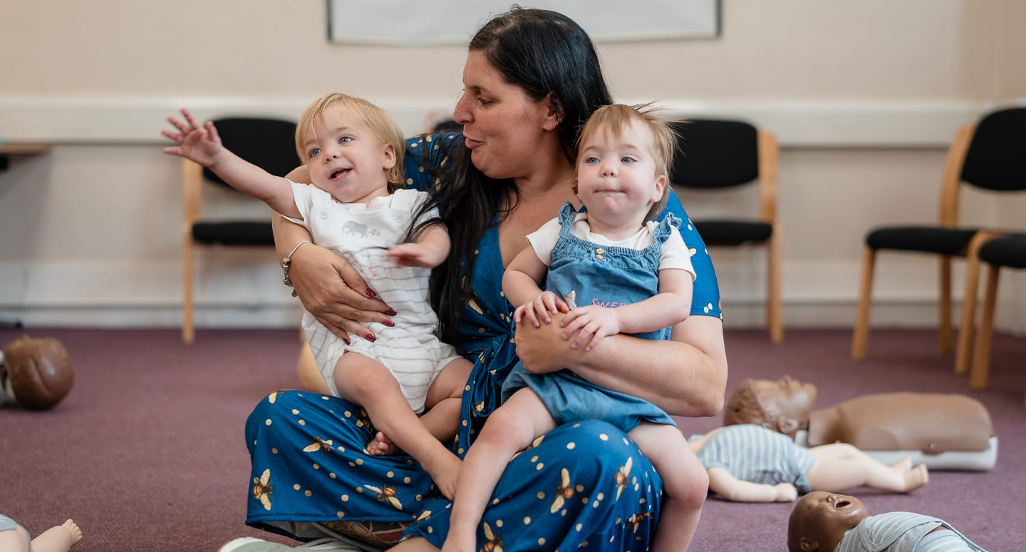 Lucy Robin with her twins