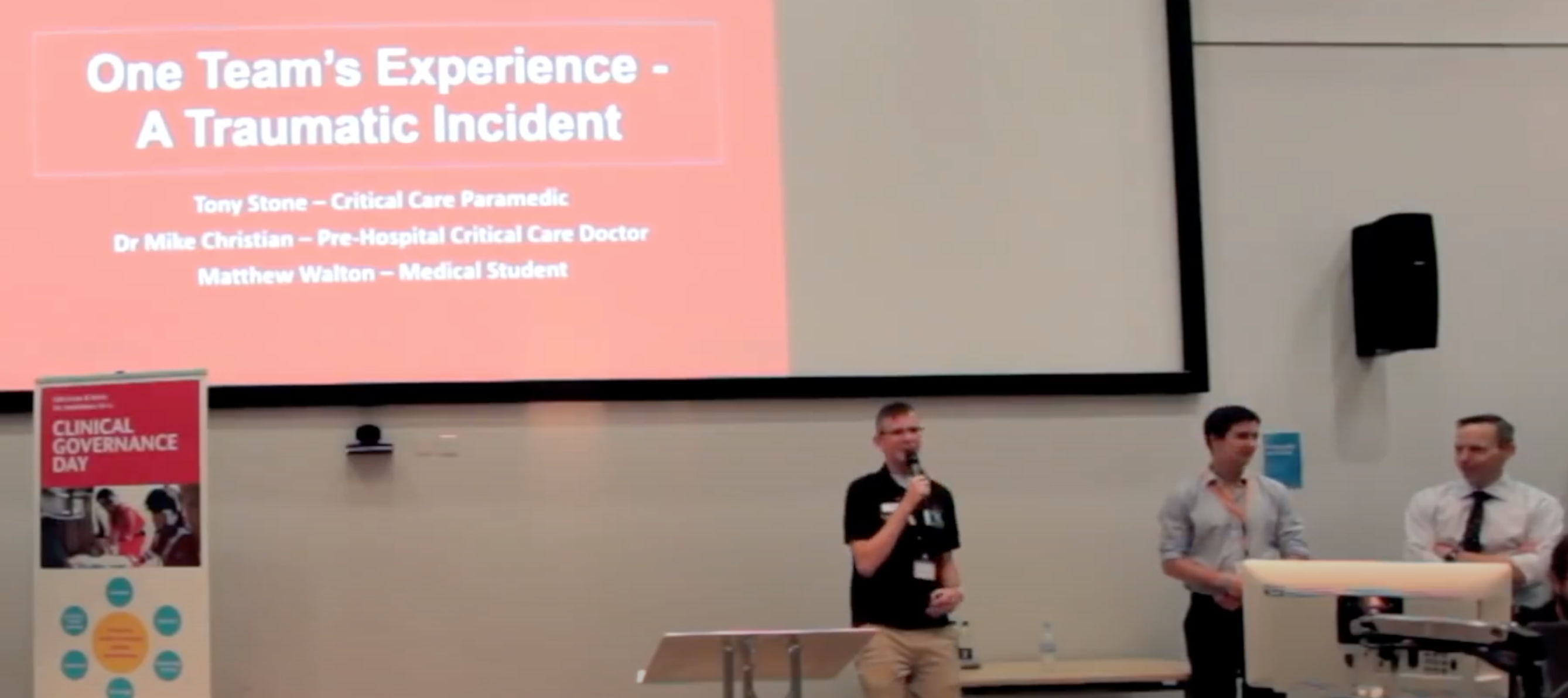 Presenting on Schwartz rounds at a conference. 