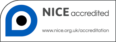 the NICE logo, which shows RCUK accreditation