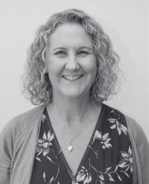 black and white headshot of Angela Croucher