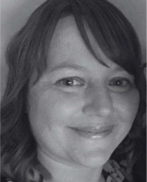 black and white headshot of Angela Jones