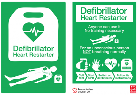 AED sign and poster