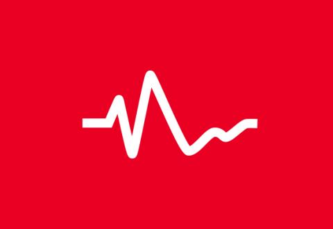 ECG icon on red background