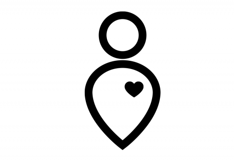 Outline of a person with a heart icon on their chest