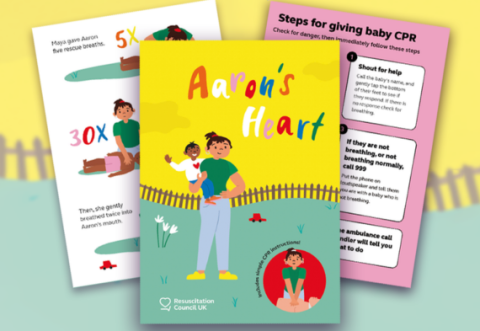 Different pages of the Aaron's Heart book