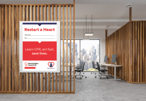 RSAH event poster in a workplace