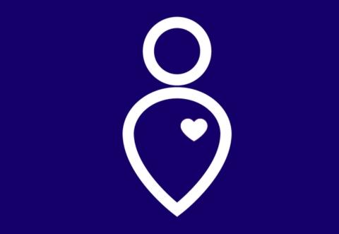 graphic depicting a white person icon on a dark blue background
