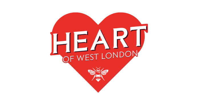 Image: Red heart with the word Heart of West London across it.