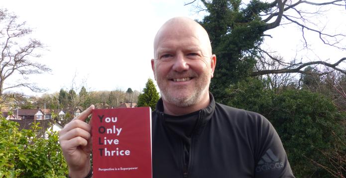 Karl Perry with his book 'You Only Live Thrice'
