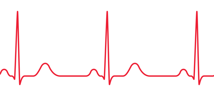 white background with red ECG line